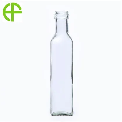 250 ml biela štvorcová sklenená fľaša na olivový olej